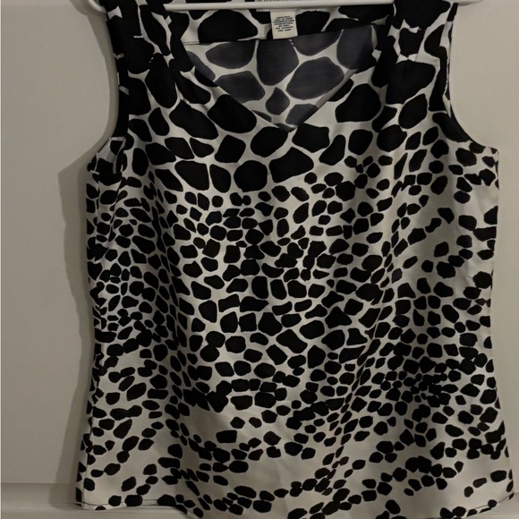 Doncaster Collection Black white Sleeveless Silk‎ round Neck Top Womens size 12 - Picture 1 of 7